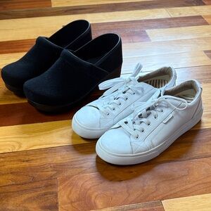 Dansko Black Clogs and Taos White Sneakers bundle